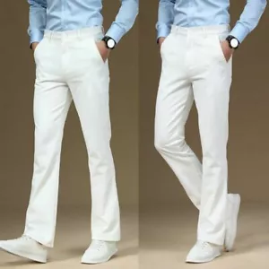 Men Bell Bottom Flared Pants Formal Dress Trousers Retro 60s 70s Casual Slim - Bild 1 von 17