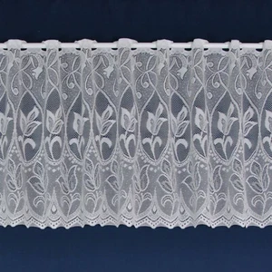 Zoe Modern Floral Flowers White Cheap Lace Cafe Net Curtain - SOLD BY THE METRE - Picture 1 of 1