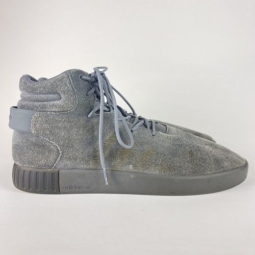 Scarpe da ginnastica alte Adidas Tubular Invader da uomo 12 5 grigio pelle scamosciata cinturino da corsa