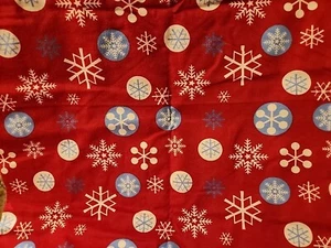 Christmas Love & Peace Star Medallions Red Flannel Cotton Fabric 46"x44" - Picture 1 of 2