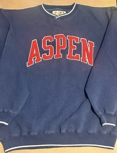 Suéter Pullover Red Cliff Trading Co Vintage Aspen Colorado Azul Marino Para Hombre Grande - Imagen 1 de 13