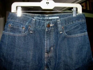 Dark Navy Blue Jeans Structure Slim Straight 30 x 32 - Picture 1 of 1