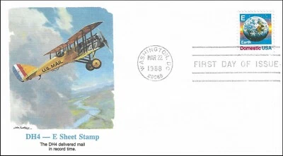 Airco D.H.4 Aircraft Light Bomber 1916 E Sheet Stamp Fleetwood FDC Cover 1988 - Image 1 of 2