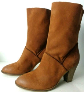 Steve Madden 'Dalilah' US 10M Cuero Marrón sin Cierres Media Caña Botas 3" Tacón - Imagen 1 de 7