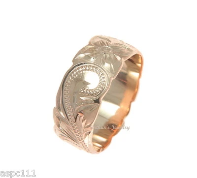 ANILLO HAWAIANO PLATA 925 ORO ROSA 8 MM FLOR PLUMERIA PERGAMINO BORDE RECORTADO Foto 1 de 4