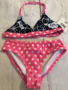 New Ocean Pacific Girl's 2-Piece Swimsuit Bikini Pink Floral Size 4-5 XS 