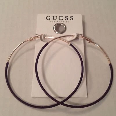 🐴 Pendientes de aro Guess 3" tono oro rosa púrpura Foto 1 de 2