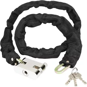 1.8M CHAIN LOCK & PADLOCK STRONG MOTORCYCLE MOTORBIKE BIKE SECURITY HEAVY DUTY - Picture 1 of 13