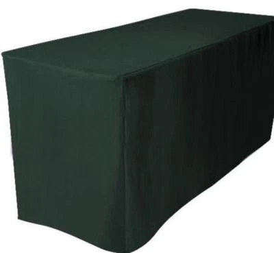 8' ft. Fitted Polyester Table Cover Trade show Booth Dj Tablecloth Hunter Green - Image 1 of 3