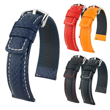 HIRSCH Carbon Leather Watch Strap - 100m Water Resistance - Quick Release