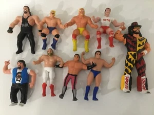 WWF WCW WWE Lot - Mattel Vintage Titan 9 Figures Thumb Wrestlers Piper Macho Man - Picture 1 of 7