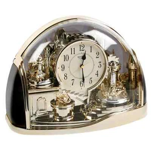 Rhythm Gold Half Moon Arched Mantel Clock with Rotating Pendulum 4SG738WR18 - Picture 1 of 1