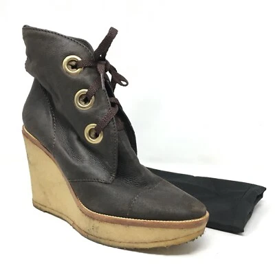 Yves Saint Laurent Botines Botines Zapatos Mujer Talla 39 EU 9 EE. UU. Piel Marrón Foto 1 de 4