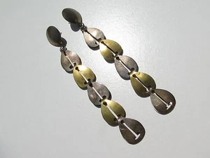 INDUSTRIAL MACHINE AGE JAKOB BENGEL PERFORATED STERLING BRASS PIERCED EARRINGS - Picture 1 of 3