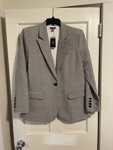 NWT Vince Camuto Women's Lined Padded Shoulder Long Sleeve Plaid Blazer Large - Picture 1 of 11