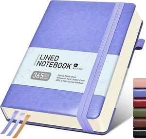 Lined Journal Notebook & 365Pages,Hardcover Leather Journal for Women Men,A5 Col - Picture 1 of 7