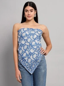 Women's Soft Cotton Hand Block Floral Printed Square Wrap Scarf Indian Stole 40" - Foto 1 di 8