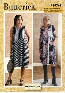Butterick R10762 Kleid mit Bandkragen, asymmetrische Nähte Gr. 16-26 ungeschnitten B6784 - Bild 1 von 4