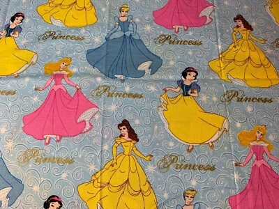 Disney Princess Cotton Fabric 3/8 Yard Swirl Print Belle Cinderella Snow White F - Image 1 of 4