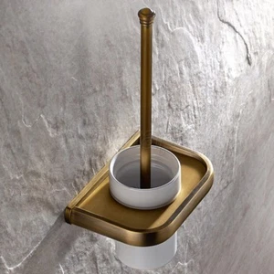 Antique Brass Wall Mounted Bathroom Toilet Cleaning Brush and Holder Set  GD906 - Picture 1 of 7