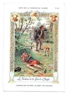 CHROMO - Phosphatine Falières. CONTE de FLORIAN. Le vacher et le garde-chasse - Imagen 1 de 2