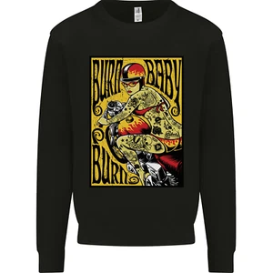 Burn Baby Burn Female Biker Motorcycle Kids Sweatshirt Jumper - Picture 1 of 11