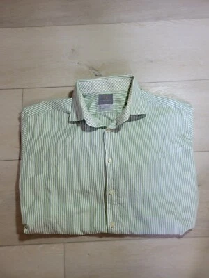 Camisa de vestir para hombre THOMAS DEAN XXL 2XL verde a rayas con botones en la parte delantera manga larga Foto 1 de 4
