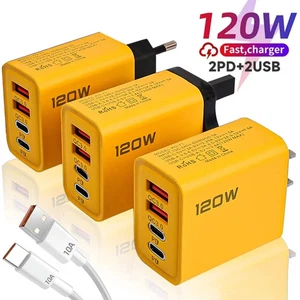 Lote de bloque cargador de pared rápido 120W 4 puertos USB tipo C para todos los teléfonos celulares iPad - Imagen 1 de 12