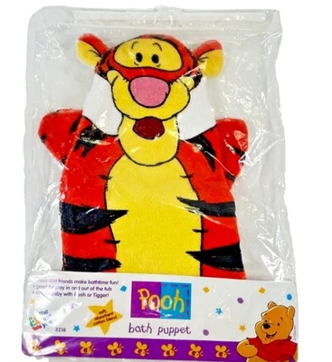 Tigger Bath Puppet Terry Cloth Vintage 1995 NOVO Selado Disney Winnie the Pooh - Imagem 1 de 4
