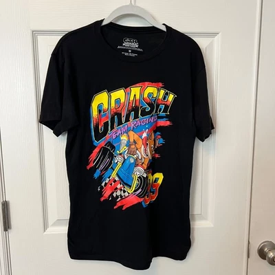 Crash Bandicoot ретро графический стиль футболка Crash команды гонки черная футболка размер S - Изображение 1 из 3