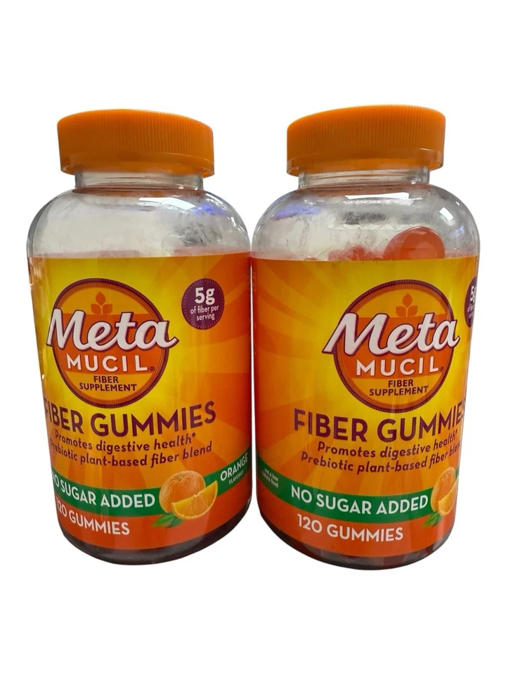 Metamucil Fiber Gummies for Adults No Sugar Added Orange Flavor 5g Prebiotic ...