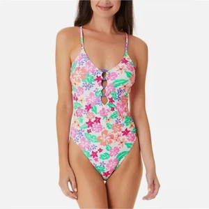 California Waves Juniors Hawaii Sunsets Ring Front One Piece Swimsuit Size L - Picture 1 of 6