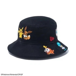 NEW ERA Kids Bucket 01 Pokemon Pikachu Eevee All Over Black Hat 14124520 M/Jr - Picture 1 of 9