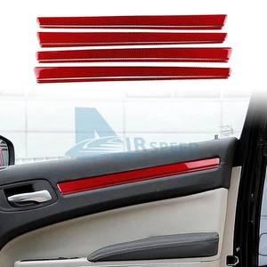 For Chrysler 300 11-14 Door Panel Decor Trim Cover Interior Real Red CarbonFiber - Foto 1 di 9