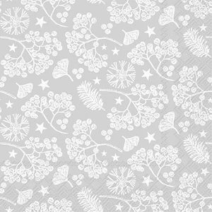 Weihnachten Lunch Servietten Serviette 3-lagig festliches Geschirr weiß silber Xmas Dez - Bild 1 von 1