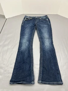 Miss Me Jeans Womens 29 Blue Bootcut D572 Embellished Pockets Stretch Denim 34L - Picture 1 of 16