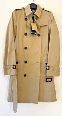 NUEVO Burberry London EE. UU. 0 Kensington Gabardina Larga Cinturón Cuadros Chaqueta Miel Foto 1 de 4