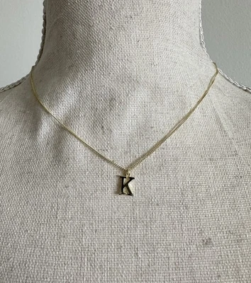 Ожерелье Argento Vivo с инициалом «K» — чистое серебро позолота 18 карат, регулируемое - Изображение 1 из 4