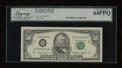 DBR 1985 $50 FRN New York Fr. 2122-B Legacy 64 PPQ Serial B61388293B - Image 1 of 2