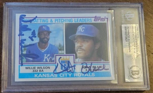 1983 Topps Royals WILLIE WILSON VIDA BLUE DUAL AUTO SIGNED BAS Authentic - Picture 1 of 2