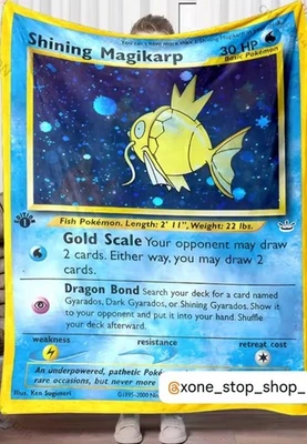 Pokémon TCG 1st Edition Shining Magikarp, Neo Card BLANKET 50x60inch - Image 1 of 3