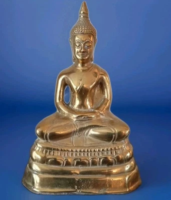 7½" Vintage Tibetan Buddhis Gilt Medicine Buddha Sakyamunie Statue Foto 1 de 4