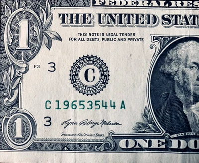 1965 Leading Birthday Year Notes One Dollar Bills Fancy Serial Number - Image 1 of 3