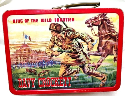 1955 年沃尔特迪斯尼戴维·克罗克特和基特卡森 Frontierland 金属午餐盒很好! — 第 1/4 张图片