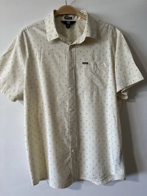 VOLCOM Camisa Para Hombres BLANCO ROTO/AMARILLO ABOTONADO PATÍN DE SURF TALLA M CALCE MODERNO Foto 1 de 4