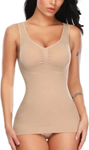 Women Shaper Cami with Built in Bra Shapewear Tank Top Tummy Medium, Beige - Picture 1 of 5