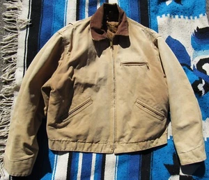 Vintage Carhartt Jacket Tan 70S Detroit Quilted Work Coat Jacket USA Made Sz. 44 - Picture 1 of 8
