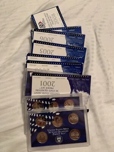 1999 to 2008 United States Mint 50 State Quarters Proof Complete Set Lot of 10 - Picture 1 of 1