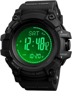 Men's Military Digital Watch: Altimeter, Compass & Pedometer - Waterproof Black - Picture 1 of 9