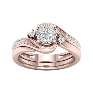 10K Rose Gold 1/3ct TDW Diamond Bypass Bridal-Set - Picture 1 of 6